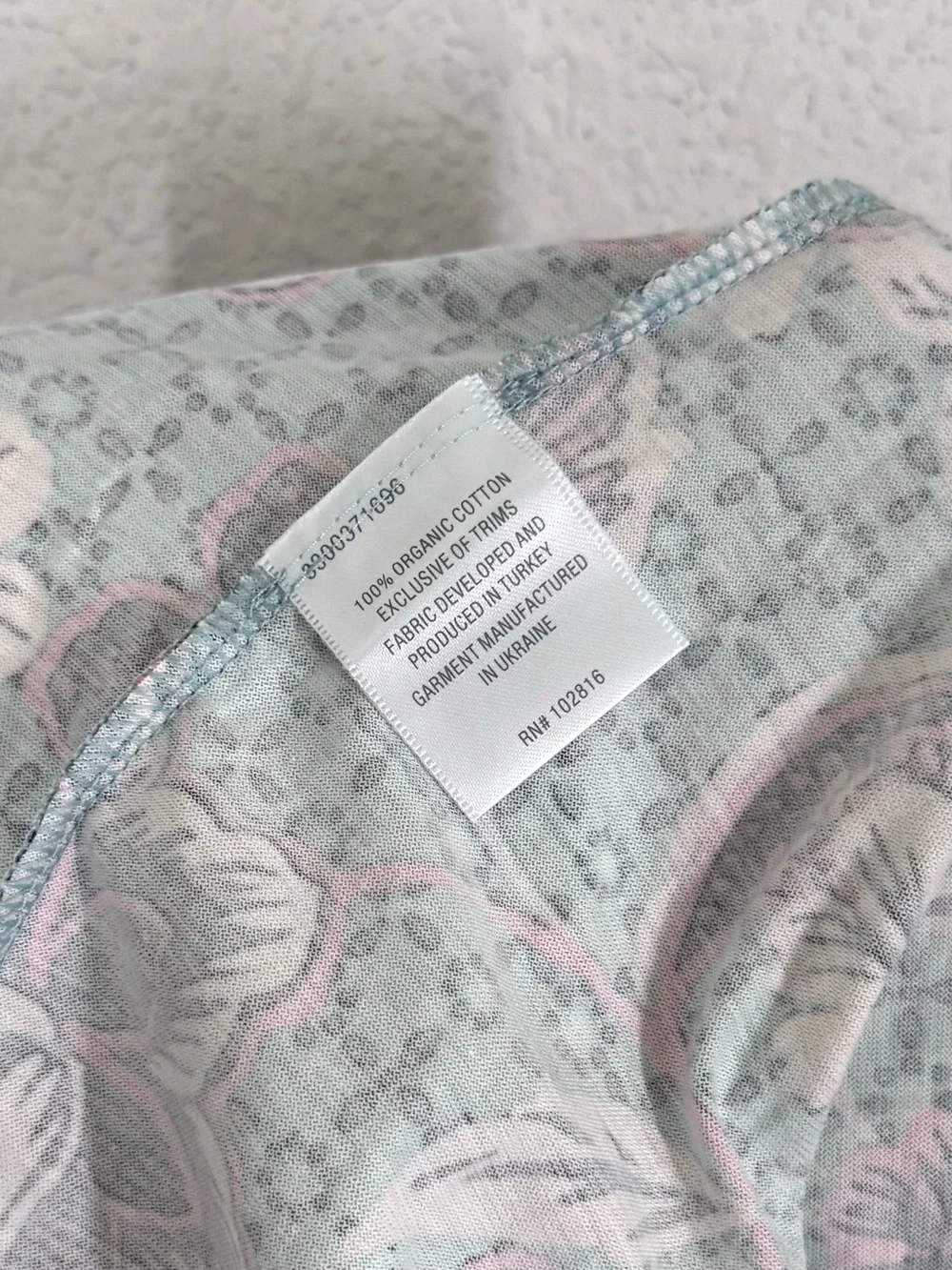 Garnet Hill Asian Wrap Organic Cotton Pajamas Long Set Blue Floral Large NEW - Picture 5 of 8